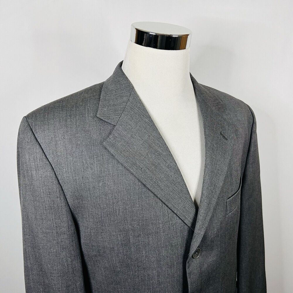 Lubiam 1911 46R Sport Coat 100% Wool Gray Three Button Lined Double Vented